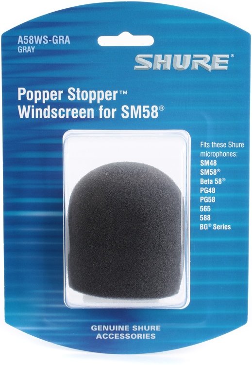 SHURE A58WS-GRA поролоновая ветрозащита для микрофонов SM58, PG58 (серая)