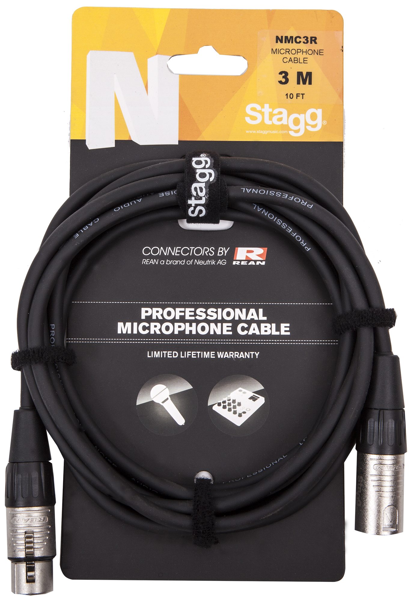 STAGG NMC3R - профессиональный микрофонный шнур XLR-XLR, 3 метра