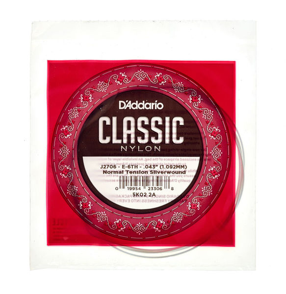 D'ADDARIO J2706 Classical Отдельная 6-ая струна для классической гитары, нейлон, норм. натяжение