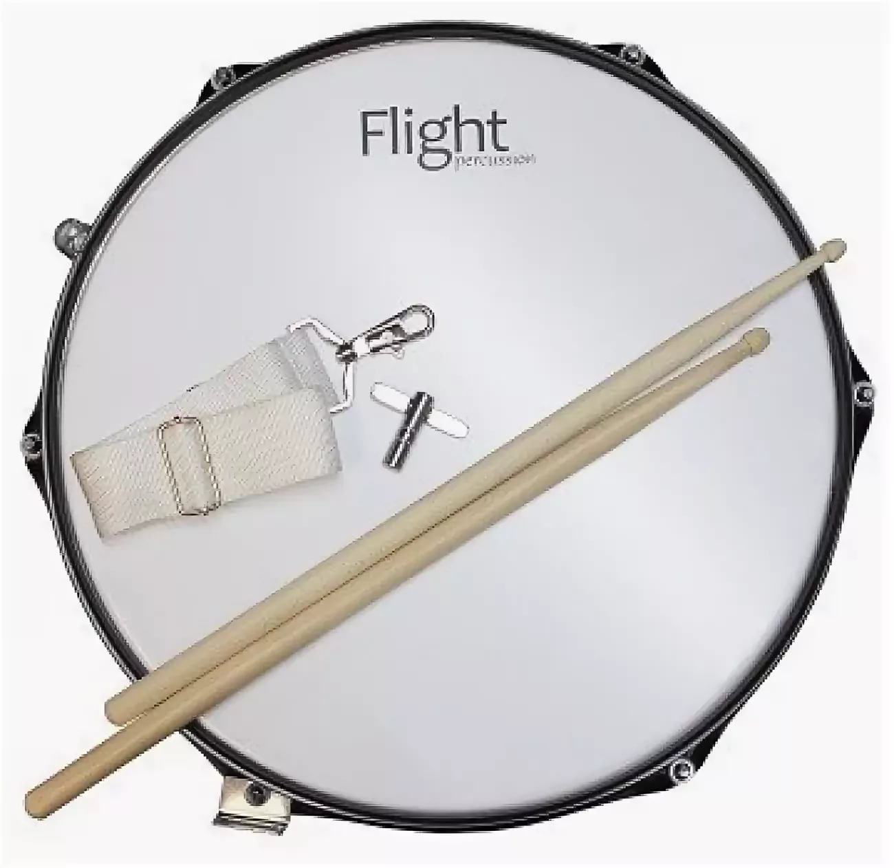 FLIGHT FMS-1455 WH - Маршевый барабан малый  14"*5.5" белый (ремень палочки в комплекте)