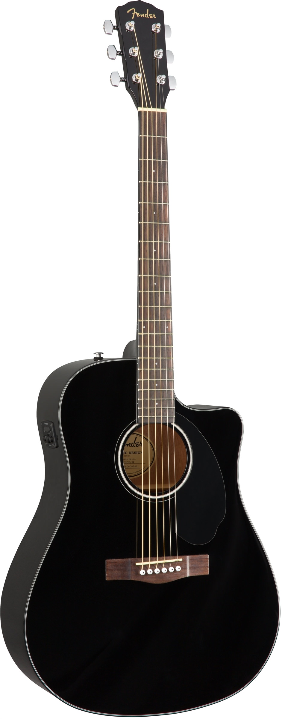 FENDER CD-60SCE Dread Black WN электроакустическая гитара, топ - массив ели, накладка орех, цвет чер