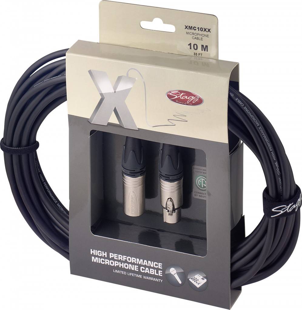 STAGG XMC10XX - профессиональный микрофонный шнур XLR-XLR, оригинальные разъемы NEUTRIK