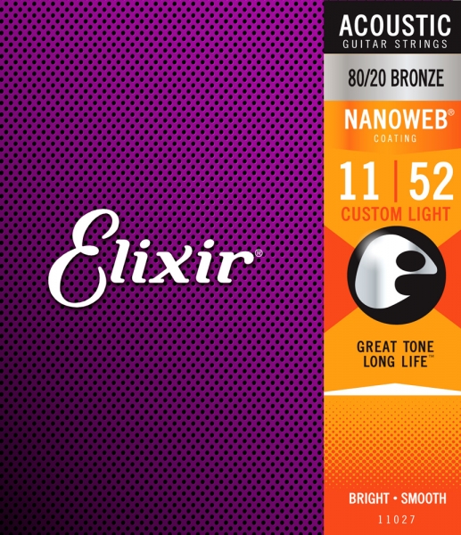 Elixir 11027 струны для акустической гитары NanoWeb Custom Light (011-015-022-032-042-052