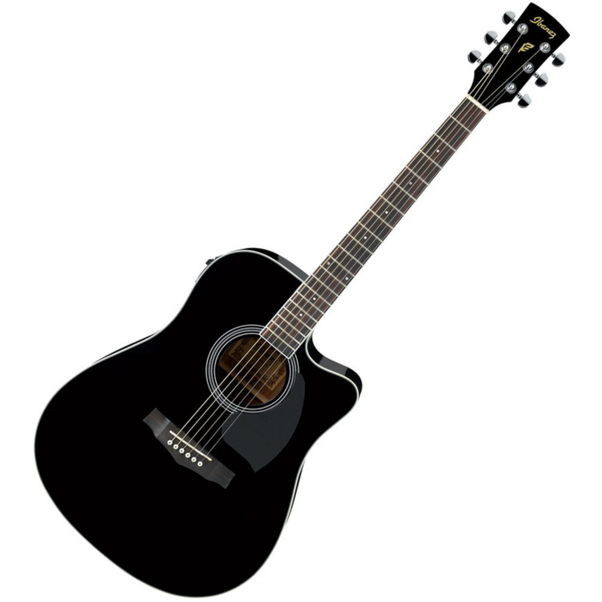 IBANEZ PF15ECE-BK электроакустическая гитара, цвет черный, матовый, топ ель, махогани обечайка 