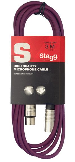 STAGG SMC3 CPP- микрофонный шнур, xlr-xlr, длина 3 метра, цвет фиолетовый